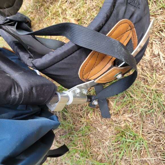 Vintage Jansport External Frame Backpack Blue Leather Patch Hiking Trail Backpac - Picture 12 of 16